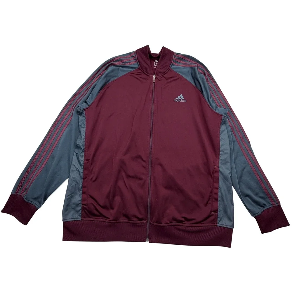 Adidas Track Jacket Mens 2XL Full Zip 3-Stripe Color Block Athletic Bomber